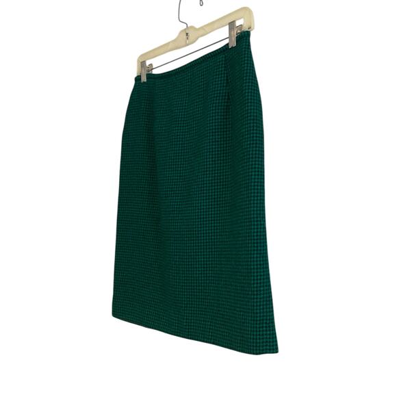 Vintage Jones New York Green Black Houndstooth Wool Knee Length Skirt size small - Picture 16 of 16